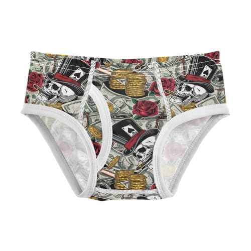 visesunny Boys Cotton Underwear Rose Dollar Skull Printed Toddler Soft Training Briefs Size 2T-8Y for Kids