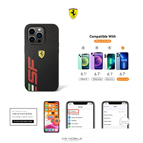 Image of CG MOBILE Ferrari iPhone 14 Pro Max Case [Official Licensed] PU Leather Case with SF Logo Protective Case /Cover Designed for iPhone 14 Pro Max (6.7-Inch) 2022 - Black