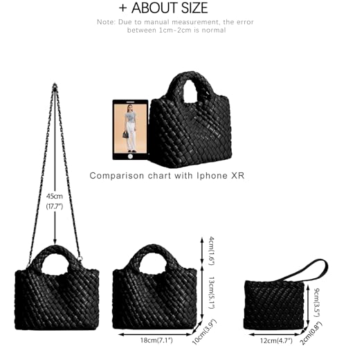 Image of Woven Tote Bag for Women with Coin Purse, Foldable Chain Small Crossbody Handbags, Fashion Shoulder Bag, Hobo Satchel