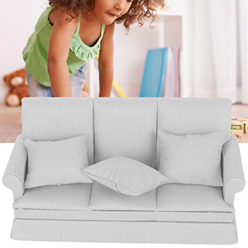 Germerse Puppenhaus Fancy Couch, Wohnzimmermöbel Puppenhaus Sofa 1/12 Scale Puppenhaus Sofa, Holz Kinder für Kinder(Gray) – Bild 4