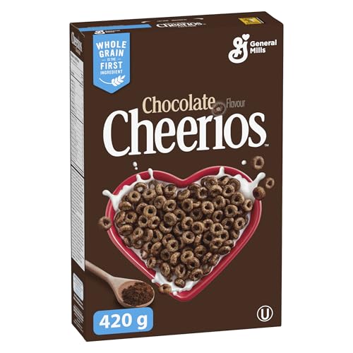 CHEERIOS Chocolate Flavour Cereal Box, Whole Grain is the First Ingredient, No Artificial Colours, No Artificial Flavours, Made with Real Cocoa, 420 Grams Package of Cereal