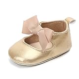 Enteer Baby Girls' Bow-Knot Elastic Mary Jane Shoes Gold US 3