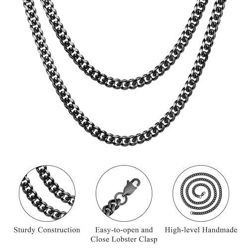 Image of JoycuFF Mens Cuban Link Chain Necklace for Boyfriend Gold Silver Stainless Steel 6MM 10MM Hip Hop Anniversary Birthday Christmas Jewelry for Men