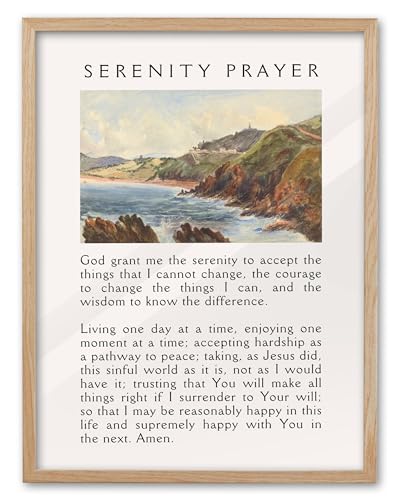 EcoHest OAK Wood Jesus Framed Wall Art, 12x16in Serenity Prayer