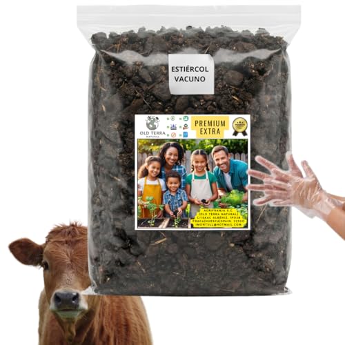 OLD TERRA NATURAL Estiércol de Vacuno Curado 2 Años - Abono Orgánico (3L) - Mejorador de Suelo 100% Natural en Polvo Fino - Fertilizante Sin Olor Rico Materia Orgánica y Potasio para Jardín y Huerto