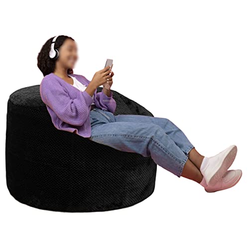 Abunheri Storage Bean Bag Chairs Cover (No Filler) Zipper Bean Bag Chair Cover Living Room Furniture 31X20 Inches Soft Washable Plush Fiber Adult Beanbag Chair Fur Cover Without Filling (Black) #TOP4