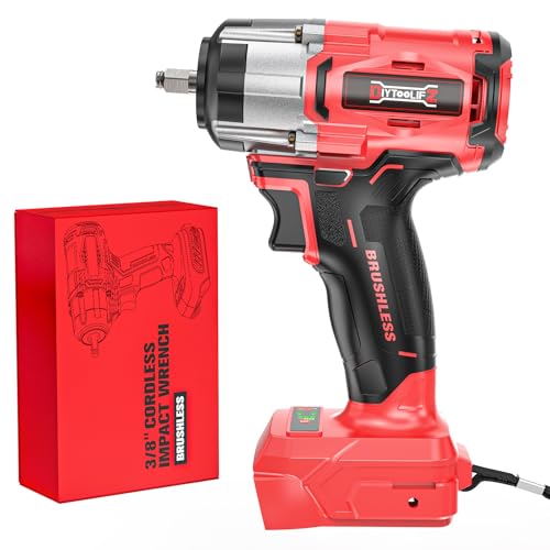 DIYtoolifz Cordless Impact Wrench Compatible with Milwaukee 18v Battery: 250Ft-lbs(340N.m) 3/8' Brushless Electric Impact Gun, 2400RPM High Torque Impact Driver, Power Impact Wrench, Bare Tool