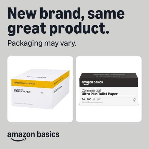 Image of Amazon Basics 2-Ply Ultra Plus Individually Wrapped Toilet Paper, White, Septic Safe, Compatible with Standard Dispensers, 400 Sheets per Roll (24 Rolls), 4.1 x 3.6 Sheet (Previouly AmazonCommercial)