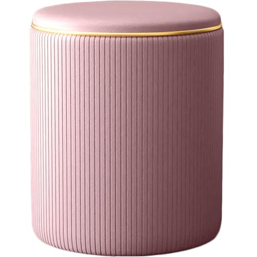 Shally Dogan Pouf Sgabello Contenitore con Rivestimento in Ecopelle Tramato, Poggiapiedi Sedia con Seduta Imbottita per Arredamento Interno, Cucina, Soggiorno, Salotto, Camera da Letto (Rosa)