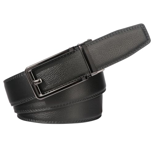 BIGHAS ベルト メンズ ビジネス 大きいサイズ 紳士用ベルト オートロック スーツ 本革 穴なし 無段階調整 ロング 幅 3.5cm 35mm レザー 牛革 箱付き 丈夫 長持ち サイズ調整可能 カジュアル ブランド ゴルフ 通勤 通学 学生 仕事 の商品画像 1