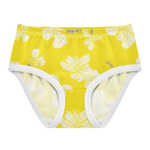 Bright Toddler Underwear Floral 2t Cotton Panties for Girl White Hibiscus Flowers Yellow Underpants Briefs