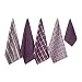 DII Cotton Oversized Kitchen Dish Towels 18 x 28" and Dishcloth 13 x 13", Set of 5 , Absorbent Washing Drying Dishtowels for Everyday Cooking and Baking-Eggplant