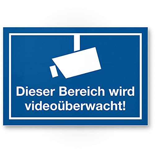 Komma Security Bereich wird videoüberwacht Kunststoff Schild Hinweisschild Innen Außen Warnhinweis Videoüberwachung Einbruchschutz Hinweis Prävention von Einbrüchen - Abschreckung Cover