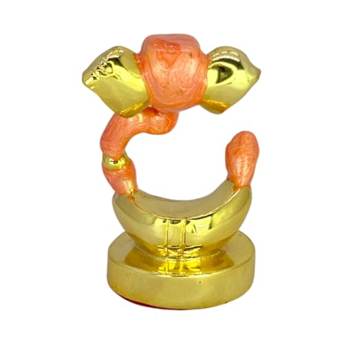 Image of Pearl Orange Divine Ganesha | Travel-Friendly Gold Plated Ganpati Idol for Car Dashboard, Office Desk & Home Temple| Divine Blessings & Prosperity | Height 1.9 Inch