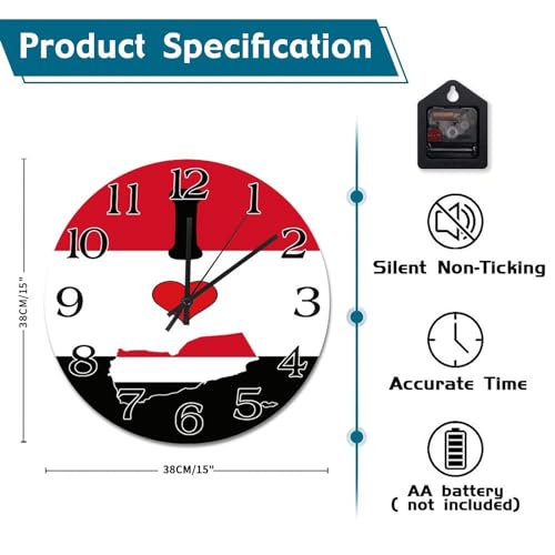 Horloge murale drapeau du Yémen, cadeau idéal pour ami étranger - 7