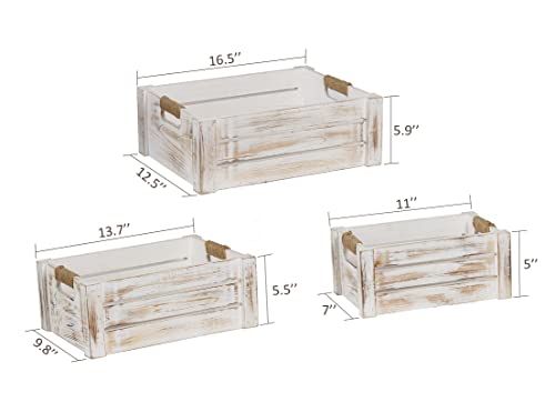 Timris Set Of 3 Rustic Wood Nesting Crates, Farmhouse Wooden Storage Container Boxes With Cutout Handles thumb #6