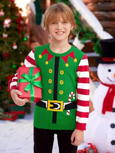Image of BesserBay Unisex Kids Ugly Christmas Sweater Funny Tacky Knit Winter Pullover 4-14 Years