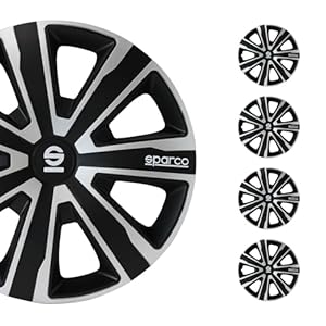 Sparco Radzierblenden Palermo - 15-Zoll - Silber/Schwarz - Satz mit 4 Stück