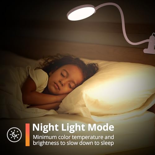 Image of iFalarila 97 LED Desk Lamp with Night Light Clip Lamp with 1 Hour Timer and USB Charger, Reading Lamp with 5M Remote Control for Book /Work /Bed /Table