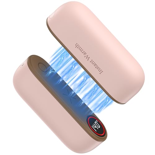 2 in 1 Rechargeable Hand Warmers Magnetic Electric Hand Warmer 8000mAh USB-C 3 Heat Levels up to 140F Quick Heating Portable Hand Warmers Gifts for Raynauds Golf Camping Outdoor Use(Pink)