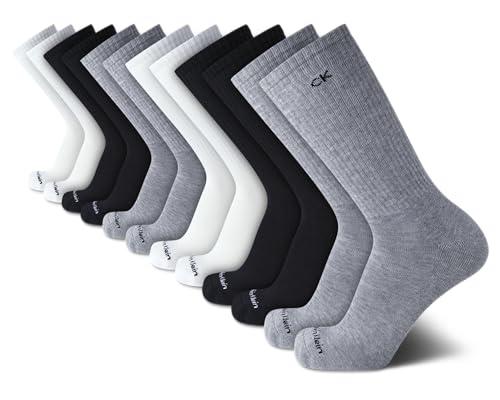 Calvin Klein Mens 12 Pack Cushioned Breathable Athletic Crew Socks