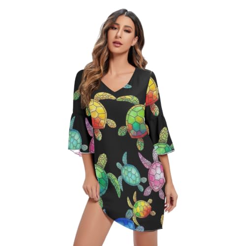 Robe d'été manches 3/4 col en V fluide pour masquer les bras avec style