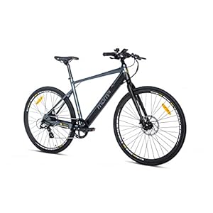 Moma Bikes E-ROAD28, Full Shimano Altus 8v, Frenos de Disco Hidráulicos, Batería Litio Samsung integrada y Extraible de 36V 10Ah