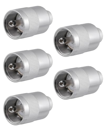 Vecys 5PCS PL259 UHF Male Connectors 50 Ohm PL259 Male Plug Crimp RF Coax Connector Adapter for RG58 VLMR195 RG142 RG400 Low Loss Coax Cable