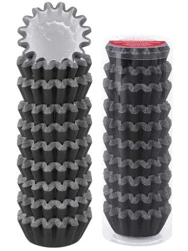 Caperci Heavy Duty Black Mini Cupcake Liners Small Muffin Baking Cup 200pcs