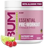 RAW Essential Tingle-Free Pre Workout Powder - Preworkout Without Beta-Alanine for Clean Energy & Focus - Workout Supplement with 200mg of Natural Caffeine - Raspberry Lime - 30 Servings