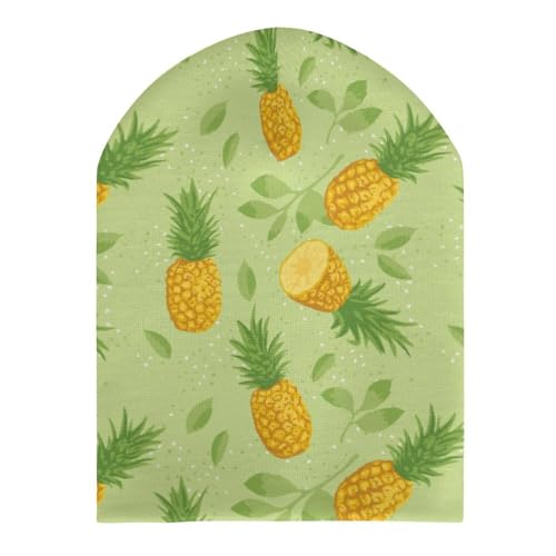Fruit of Pineapple and Leaves Pattern Kids Beanie Hat for for Girls Boys Children Cap Winter Knitted Chemo Cancer Headwear Accessories Gifts Decoration Black3