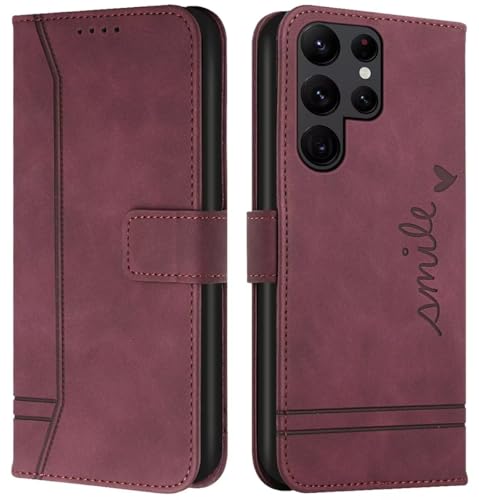 Cqkob Funda para Huawei Y3 2017/Y3 2018 Funda Leather Folio Carcasa con Billetera, Magnética Premium PU/TPU Cuero Case Cover con Soporte Tapa Tarjet Funda Billetera (Borgoña)