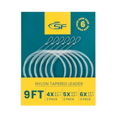 SF Pre-Tied Loop Fly Fishing Tapered Leader Nylon Clear Trout Freshwater Saltwater Bonefish Permit Bass Salmon Steelhead 7.5FT 9FT 10FT 12FT 15FT 0X 1X 2X 3X 4X 5X 6X 7X