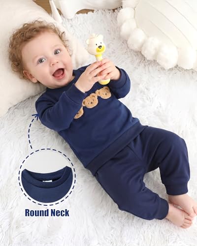 Image of NZRVAWS Toddler Baby Boy Clothes Infant Fall Winter Outfit Long Sleeve Pant Top Set 2Pcs Sweatshirt 0 Month-3 Years