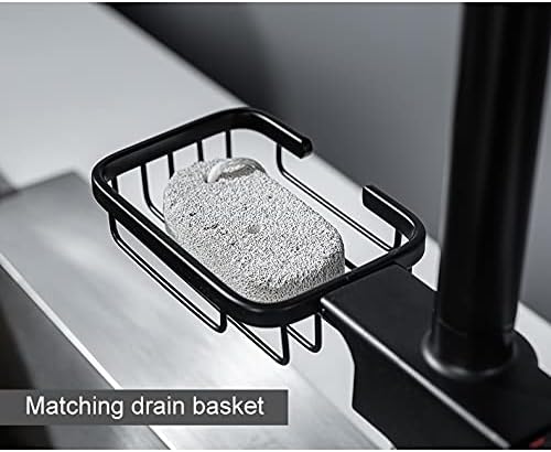 Kitchen Sink Faucet for Bar Farmhouse Commercial, Black/Golden Pull Out Kitchen Faucets with Storage Basket, Hot Cold Water Stream Sprayer Spout Tap Mixer for Kitchen (Color : B-Black)