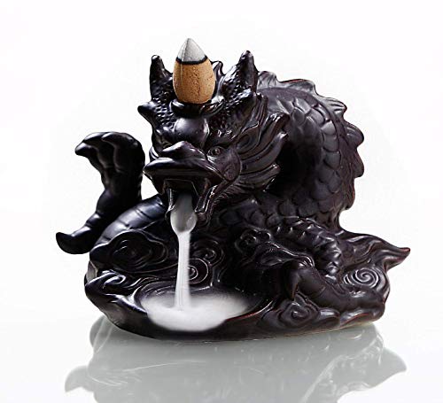 Otofy Handmade Ceramic Incense Holder, Backflow Incense Burner Figurine Incense Cone Holders Home Decor Gift Decorations Statue Ornaments (Fierce Dragon) #TOP13
