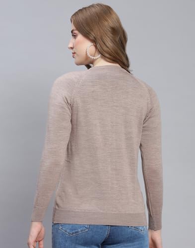 Image of Monte Carlo Women Regular Fit Full Sleeve Solid Round Neck Winter Cardigan (Pack of 1)