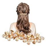 Shimmeroo Strass Blumen Haarspange Damen Hair Clip Französische Haarspange für Hochzeiten, Partys und den Alltag(Champagner)