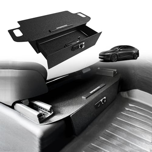 VaultsOnWheels for 2026+ Tesla New Model Y Juniper Front Seat Safe Vault Driver/Passenger Side Drawer Hidden Console Storage LockBox Anti-Theft Pry-Proof High Security