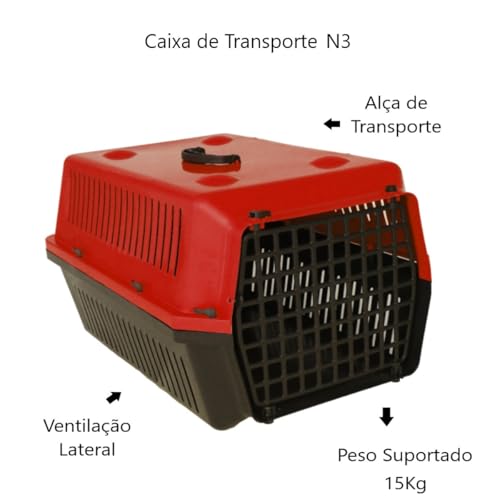 Genérico, Caixa Transporte Animais N3 Cachorro Gato Vermelho Alvorada