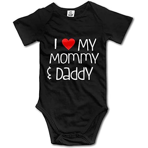 Pengshiliu I Love My Mommy and Daddy Infant Toddler Climbing Bodysuit Short Sleeve Romper Jumpsuit Black, 0-6 Months Cover