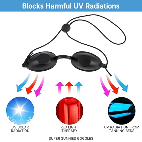AzureRay Infrarot Schutzbrille für Solarium & Rotlichtlampe, Ergonomische Solarium Brille mit UV-Schutz, verstellbar & elastisch, ideal für Schönheitsbehandlungen & Bräunungsschutz