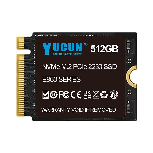 YUCUN 512GB NVMe SSD 2230 M.2 PCIe Solid State Drive Compatible with Steam Deck, Surface Pro,Tablets