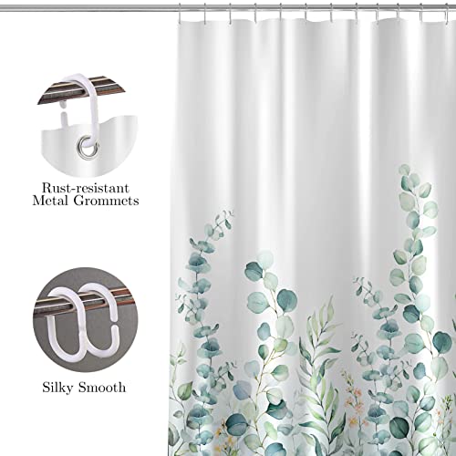 Alalal Green Eucalyptus Shower Curtains For Bathroom，Floral Watercolor Leaves Shower Curtain Sets With 12 Hooks, Waterproof Plant Floral Decor Curtain, Machine Washable ,72X72 Inch #TOP6