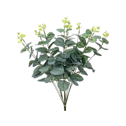 Image of Artificial Eucalyptus Plant - 4 Stems Faux Eucalyptus Leaves for Wedding Bouquets, Centerpieces, Home & Office Decor, Indoor & Outdoor Decoration (Pack of 2)