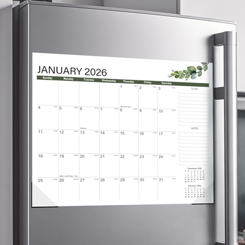 GuassLee Magnetischer Kalender für Kühlschrank 2026–2027 – ästhetischer magnetischer Kalender für Kühlschränke von Januar 2026 bis Juni 2027, 18 monatlicher Kühlschrankplaner für einfache Organisation