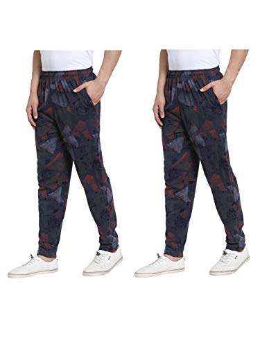 Image of UZARUS Men's Cotton Gym Sports Night Wear Track Pants with 2 Zipper Pockets - Pack of 2