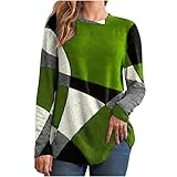 2022 Camiseta de Manga Larga de mujer, Elegante Blusa Largo camisa Moda Cuello redondo Casual geometría impresión basica Sudadera Suelto primavera Tops fiesta tumblr Sudadera T-Shirt original Jersey