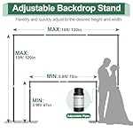 Pipe and Drape Backdrop Stand Kit 10x10ft, Heavy Duty Back Drop Adjustable Stand with Carry Bag, Metal Background Frame for Parties Wedding Birthday Decoration Photography Photo Booth Video - Image 2