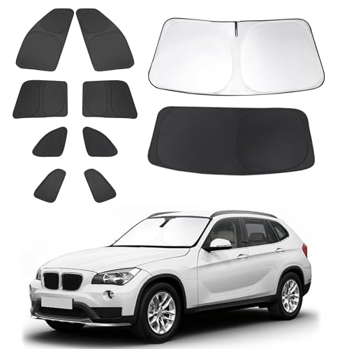 10PCS Windshield Sun Shade Custom Fit for 2011-2015 BMW X1 E84 Accessories Foldable Sunshade Side Rear Window Shade Cover Full Set Privacy Protection Keeps Car Cool